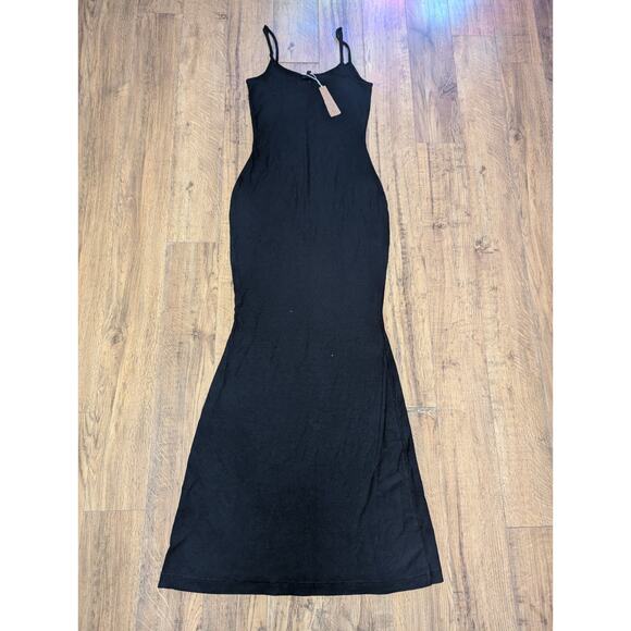 SKIMS Soft Lounge Long Ribbed Slip Dress Onyx AP-DRS-0596 Size Large - Picture 11 of 11